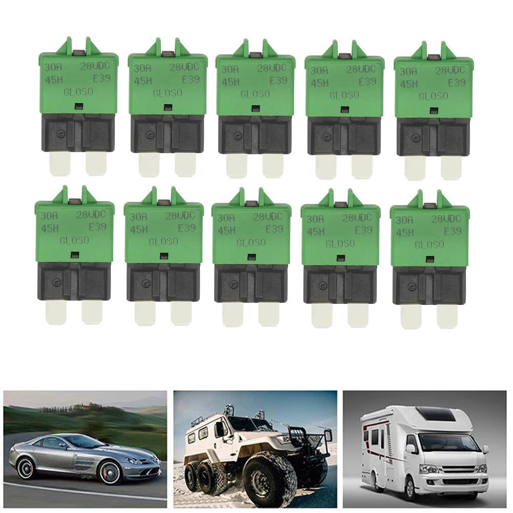 1/2PCS Circuit Breaker Blade Fuse 12V 24V Resettable 5-30A Marine RVs Automatic Reset Thermal Circuit Breaker Car Blade Fuse Box Peaceful Pleasures Health and Wellness