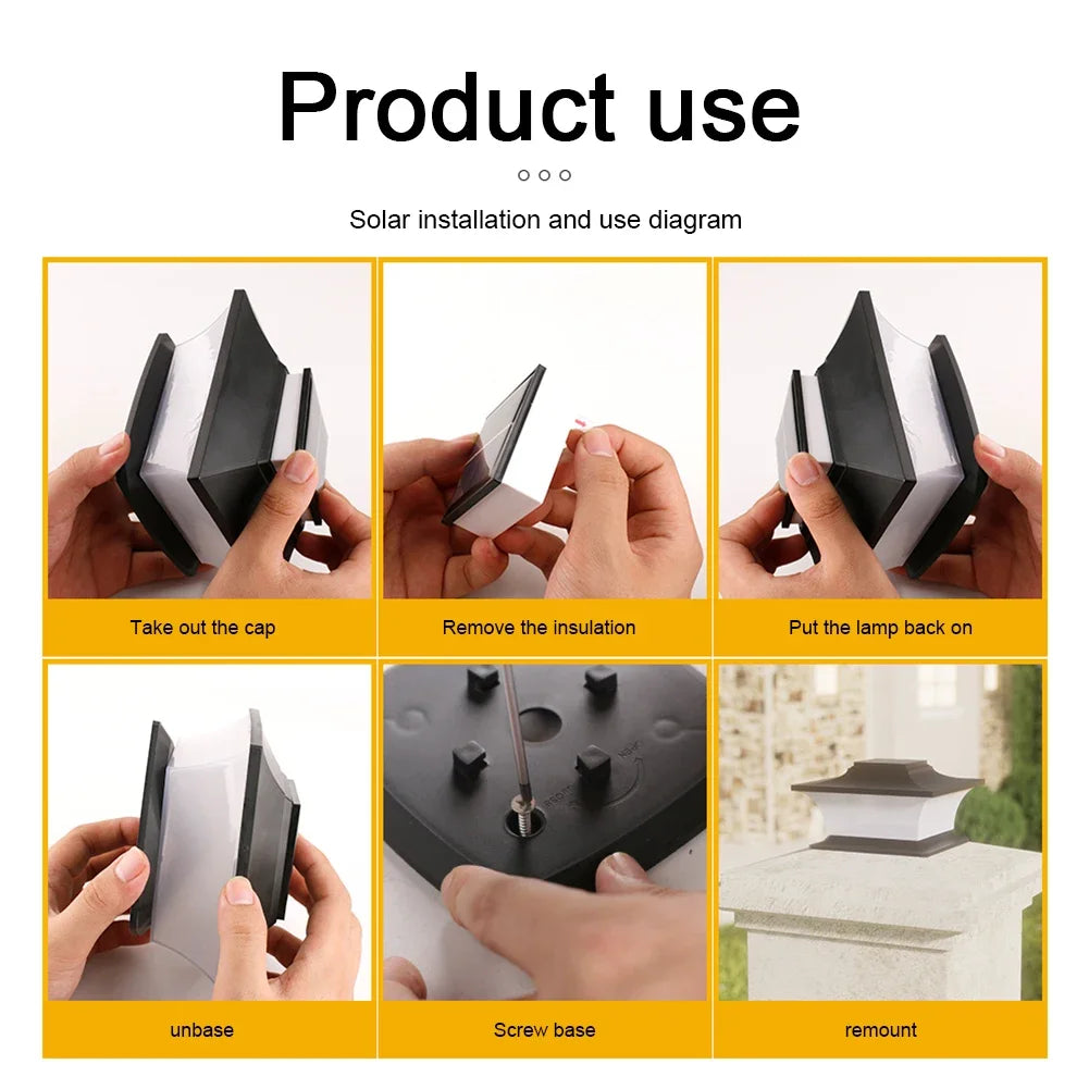 Solar Post Cap Light LED Fence Light Waterproof Solar Powered Post Light Decorative Outdoor LED Light for Garden Patio Porch Peaceful Pleasures Health and Wellness