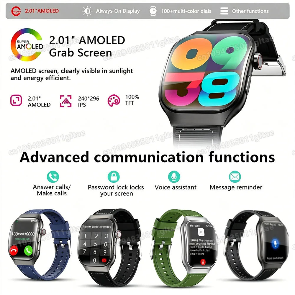 2026 New in Curved Screen Women's Smart Watch 2.01'' AMOLED HD Touch Screen Bluetooth 5.3 Voice Call Men's Fitness Smart Watch Peaceful Pleasures Health and Wellness
