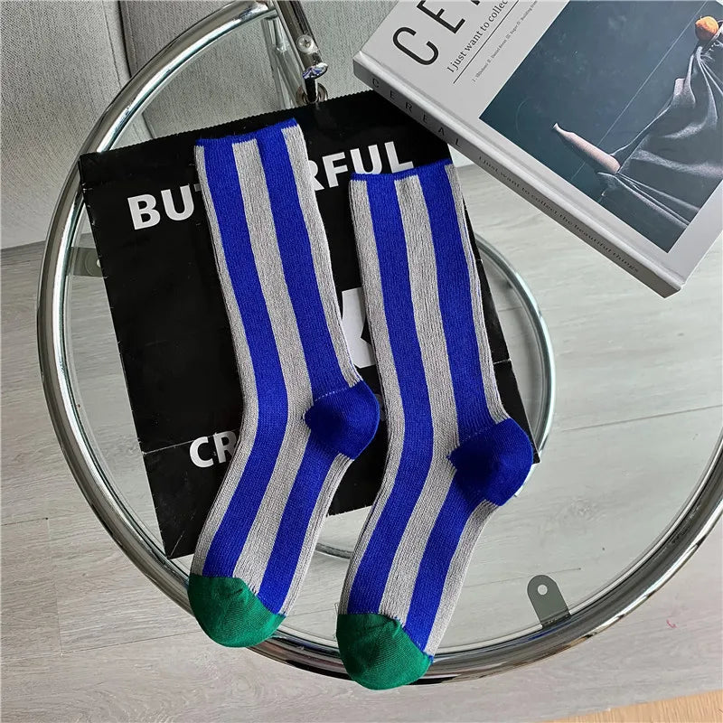 Striped Funny Crew Socks | Korean Japanese Unisex Fashion