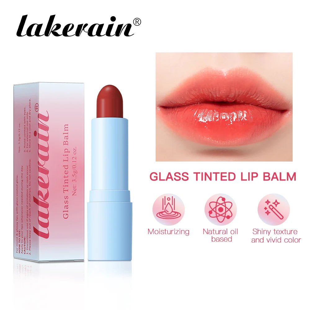 Glass Tinted Lip Balm Light Cherry Red Orange Glow Moisturizing Vegetarian Lip Balm With Bright Clear Color Korea Lip Cosmetics Peaceful Pleasures Health and Wellness