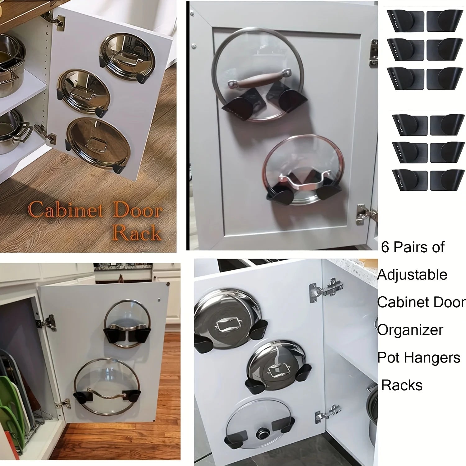 1/3/6Pairs Pot Lid Holder Wall-Mounted Hanging for Pan Pot Cover Rack Kitchen Organizer Plastic Kitchen Storage Rack Peaceful Pleasures Health and Wellness