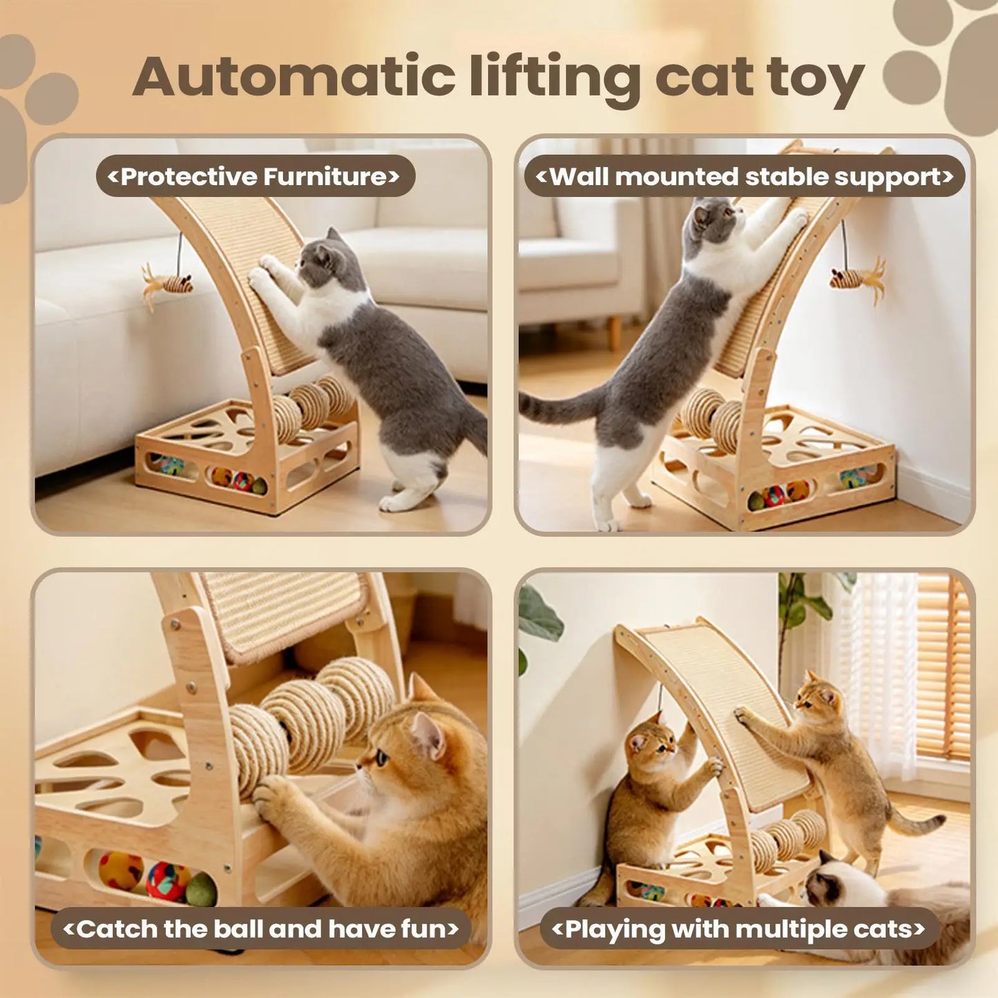 Cat Scratch Padwith Ball Maze Vertical Cat Scratcher Furniture Protector Toys for Home Living Room Apartment Dorm Corner Peaceful Pleasures Health and Wellness