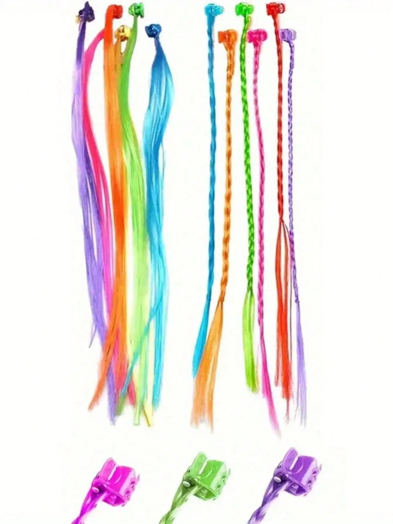 18-Piece Kids Colorful Hair Extensions with Bobby Pins Hair Extension Peaceful Pleasures Health and Wellness 12pcs