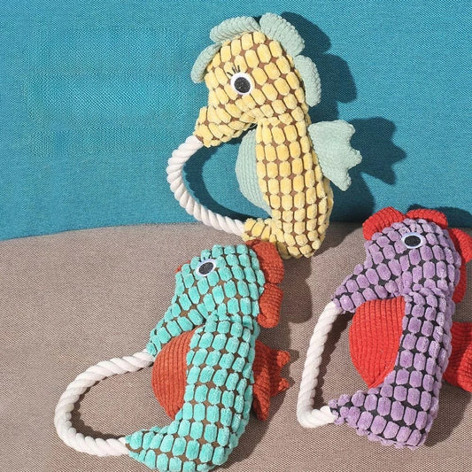 Seahorse Plush Squeaky Dog Toy Bite Resistant Rope Funny Puppy Chew Toy Pet Dog Accessories Peaceful Pleasures Health and Wellness