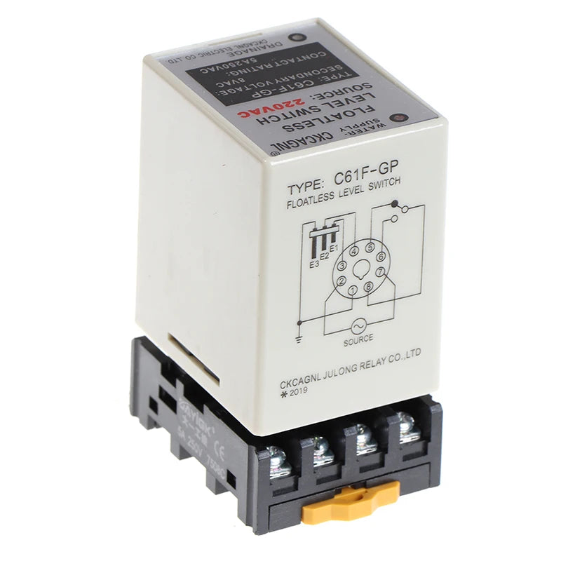 1PC C61F-GP AC220V Level Relay Floatless Level Switch Level Controller with Base Peaceful Pleasures Health and Wellness