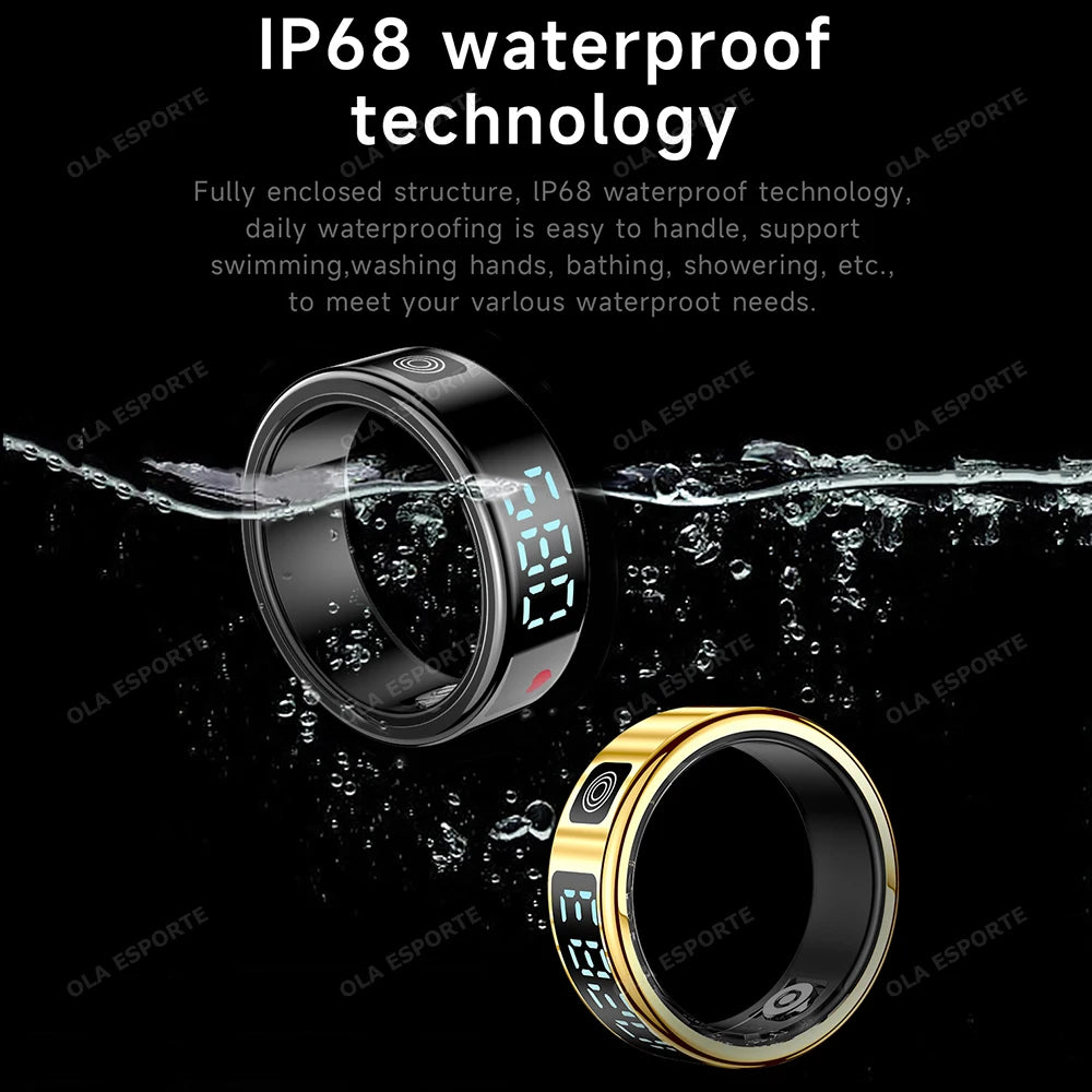 R11C Smart Ring Men Women LED Display Screen Health Ring Heart Rate Blood Oxygen Monitor Waterproof Smartring for Android IOS Peaceful Pleasures Health and Wellness