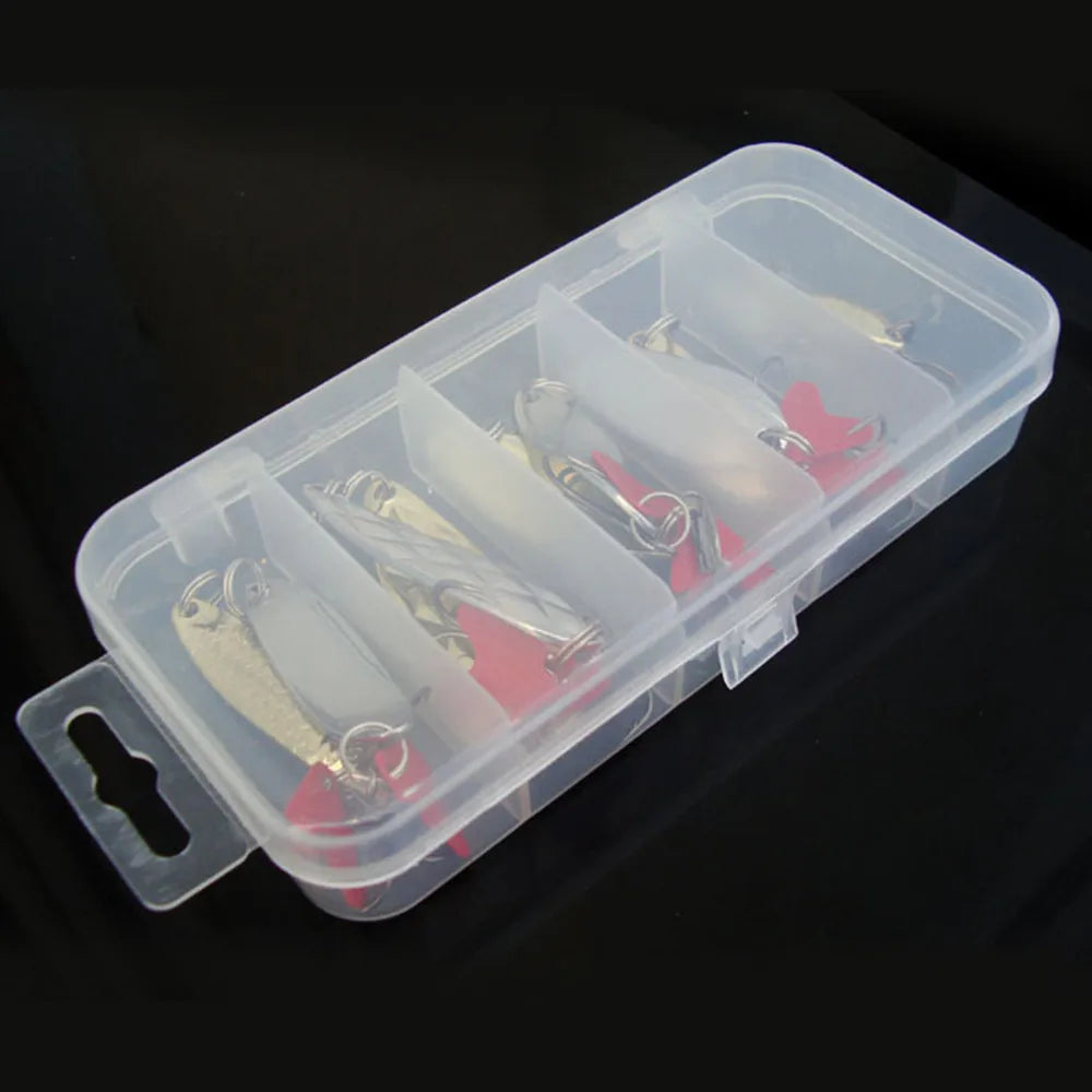 10-Piece Metal Jig Spoon Spinner Fishing Lure Set + Tackle Box Fishing Lure Set Peaceful Pleasures Health and Wellness
