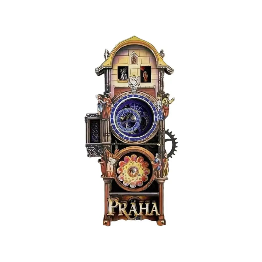 Prague Astronomical Clock Wooden Fridge Magnet | Travel Souvenir