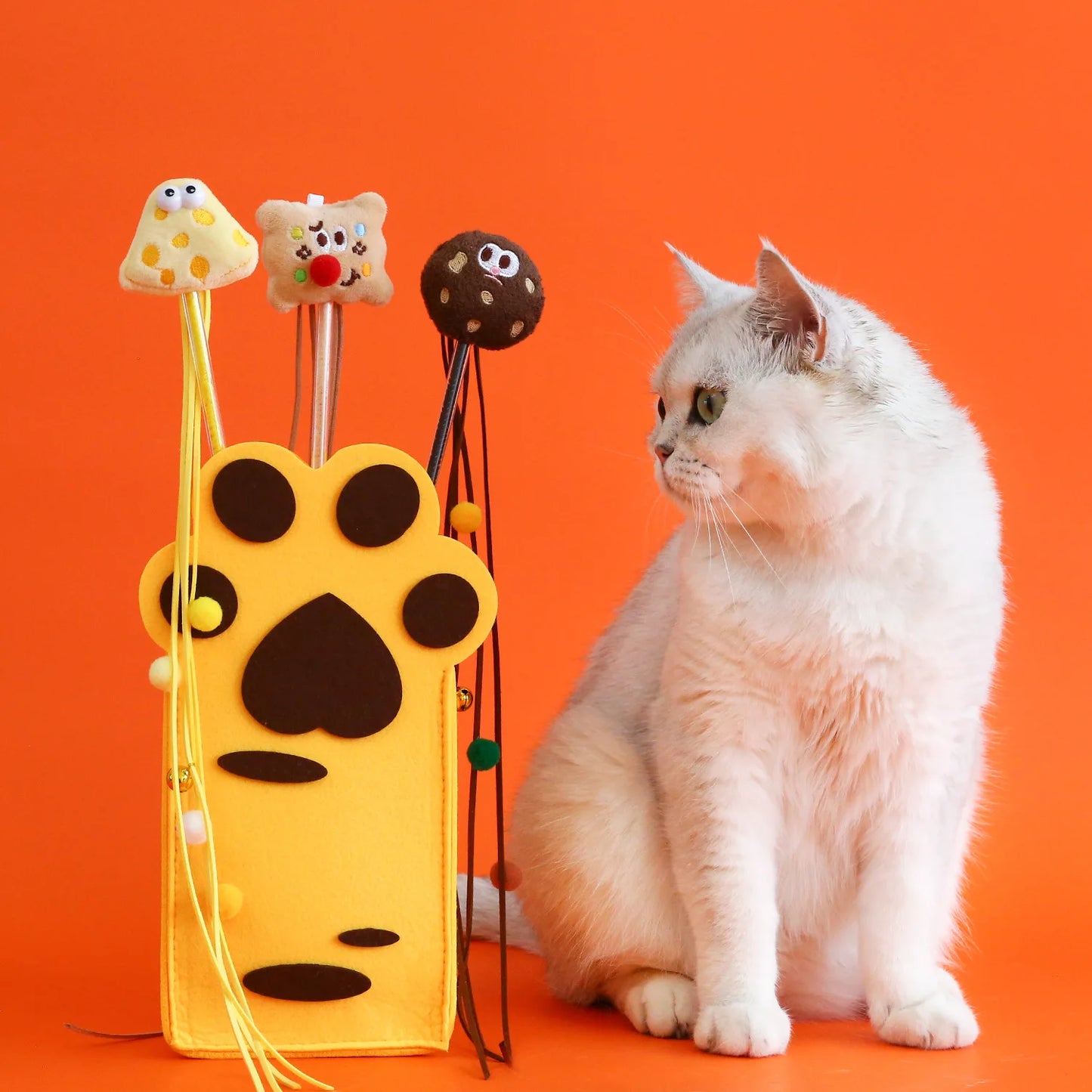 Cat Teasing Wand Plush Toy with Bell Ball – Interactive Cat Toy