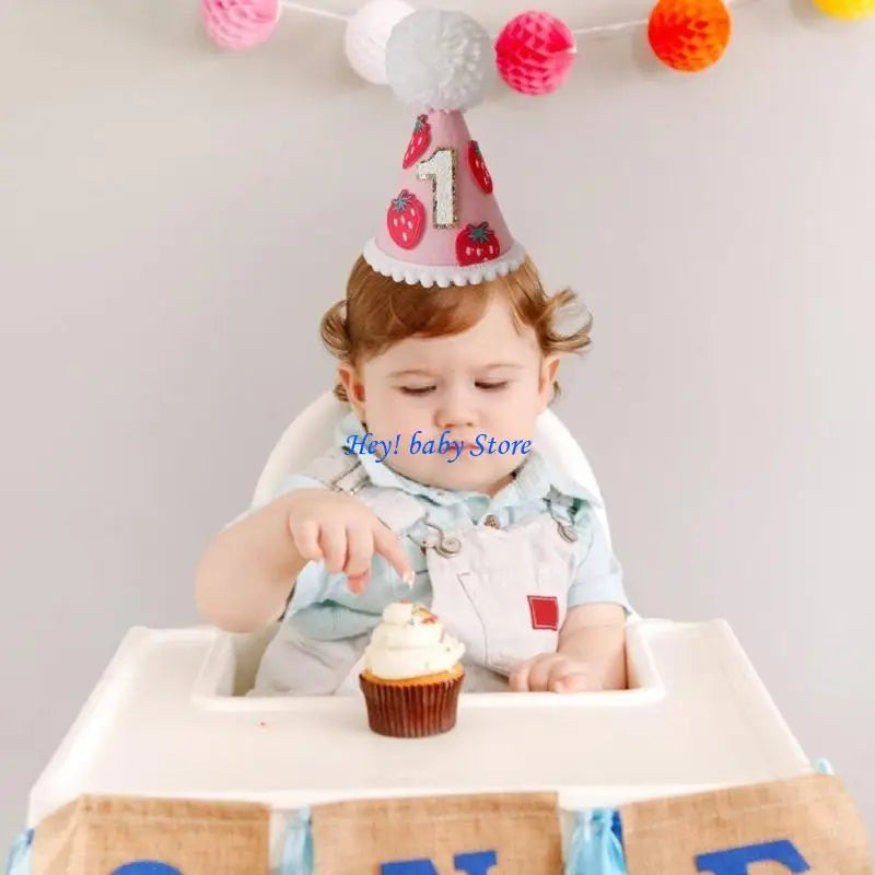 Baby 1st Birthday Felt Hat – Cute Embroidered Party Cap for Infants