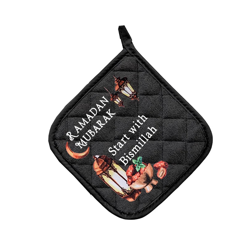 Ramadan Mubarak Kitchen Apron & Pot Holder Mitt | Eid Gift