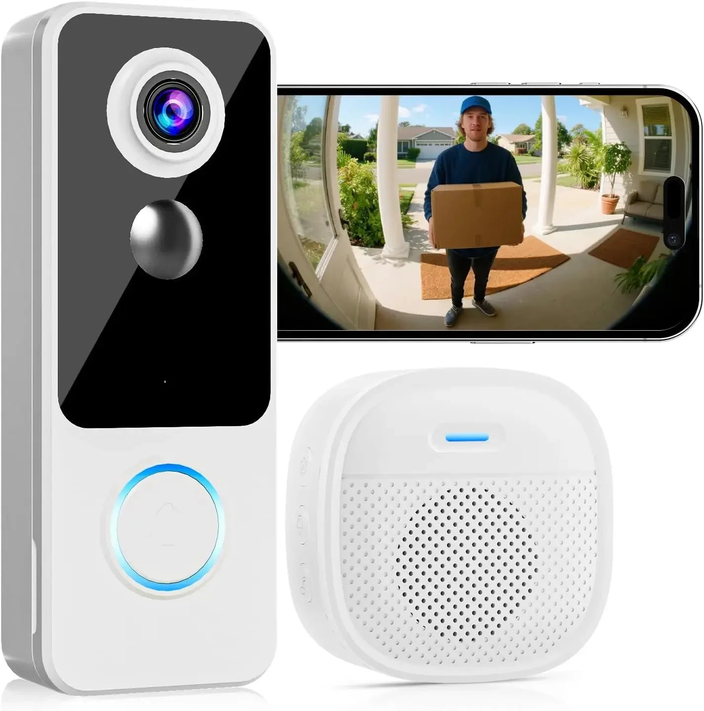 Wireless Doorbell Camera, 2K FHD Head-to-Toe Video, No Subscription, Two-Way Talk, Motion Detection, Works with Alexa & Google Peaceful Pleasures Health and Wellness United States