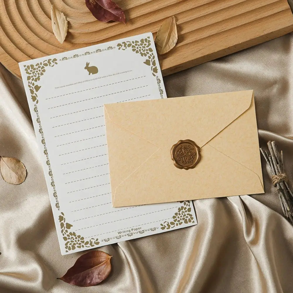 10pcs Vintage Envelopes Set Sheepskin Envelope Bronzed Seal Blessing Thank Envelope Invitation Card Nostalgia Art Peaceful Pleasures Health and Wellness Style 5