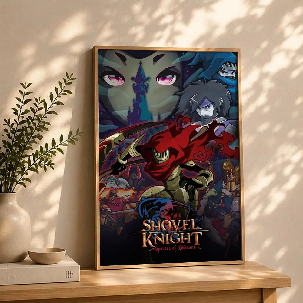 Game S-Shovel KnightS Poster HD Self Adhesive Waterproof Wall Art Ideal for Home Office Dorm Bedroom Great Gift Peaceful Pleasures Health and Wellness White8 15X20cmNoframe