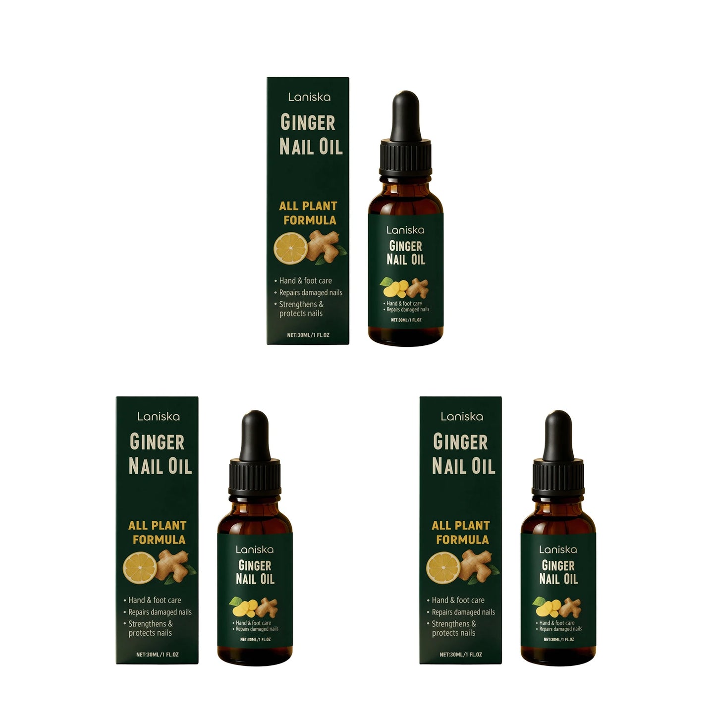 Ginger Nail Oil Fungus Treatment Repair Brittle Damaged Nails Anti Breakage Paronychia Onychomycosis Toe Nail Fungus Care Liquid Peaceful Pleasures Health and Wellness 90ml boxed