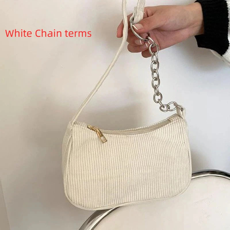 Women's Corduroy Underarm Bag | Small Square Shoulder Bag