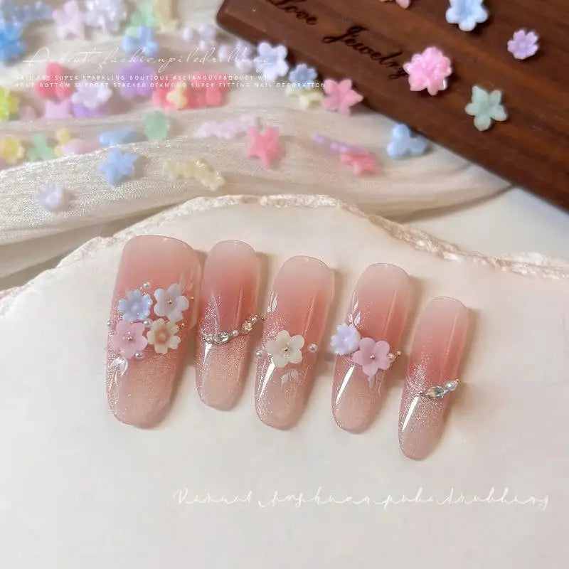 3D Pastel Macaron Flower Nail Charms – 6-Grid DIY Art Set