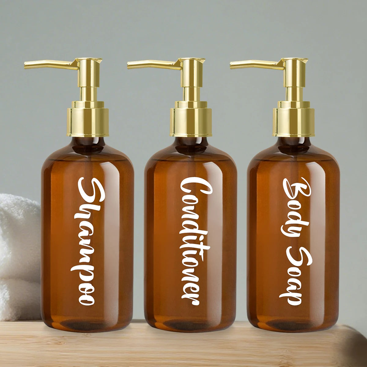 3Pcs Shampoo and Conditioner Dispenser Shower Soap Bottles with Pump, Refillable Shampoo Conditioner Body Wash Dispenser Peaceful Pleasures Health and Wellness