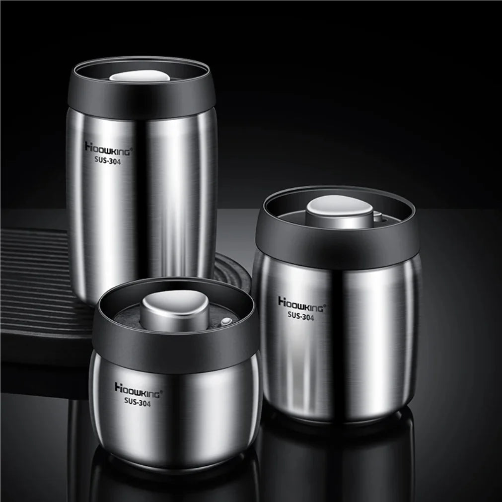 Vacuum Sealed Coffee Bean Jar | 304 Stainless Steel Canister