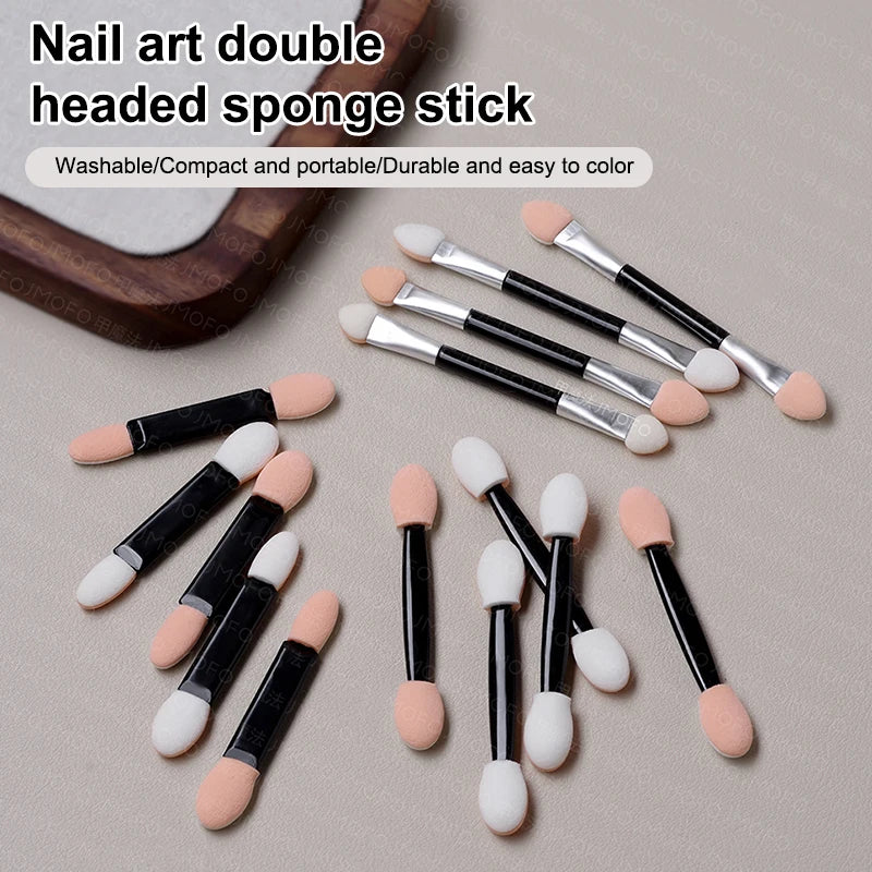 10pcs Nail Powder Brushes Sponge Disposable Double Sided Eyeshadow Applicator Mirror Chrome Pigment Sponge Stick Peaceful Pleasures Health and Wellness