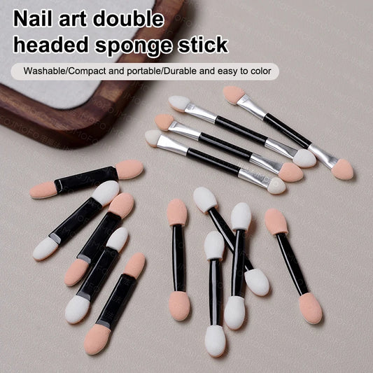 10pcs Nail Powder Brushes Sponge Disposable Double Sided Eyeshadow Applicator Mirror Chrome Pigment Sponge Stick Peaceful Pleasures Health and Wellness