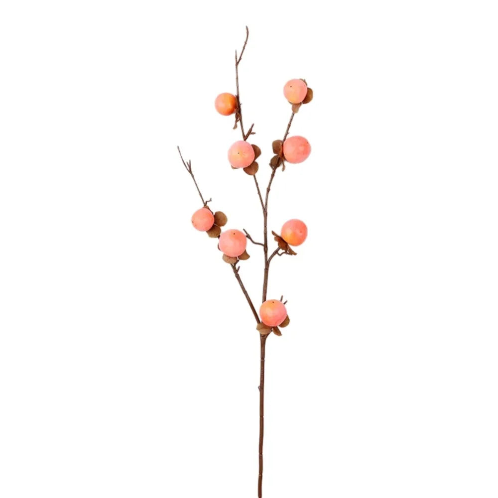 Artificial Persimmon Branch 8 Heads | Realistic Foam Fruit Decor