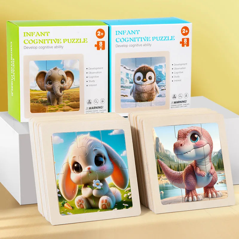 Bview Art Wooden Jigsaw Puzzles Kids Cartoon Animal Board Educational
