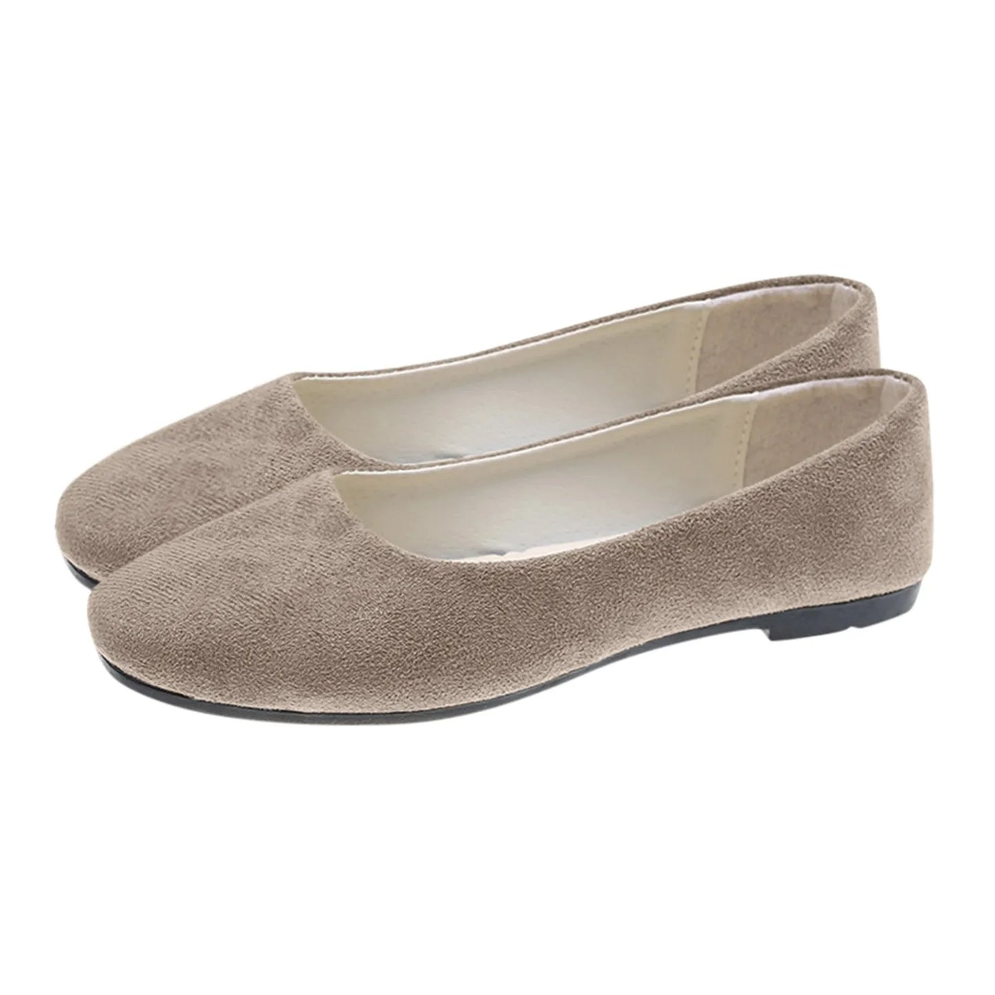 Woman Flats Casual Round Toe Cute Flats Flock Mocasines Ballerina Church Flats Female Suede Elegant Soft Sole Mom Shoes Peaceful Pleasures Health and Wellness 39 Khaki