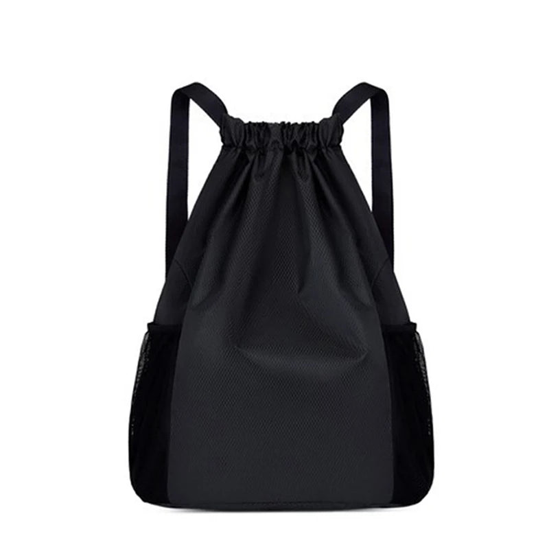 Backpacks Women Men Large Capacity Bundle Pocket Drawstring Bag For Unisex Sports Casual Backpack Solid Color Travel Bags Peaceful Pleasures Health and Wellness Black L