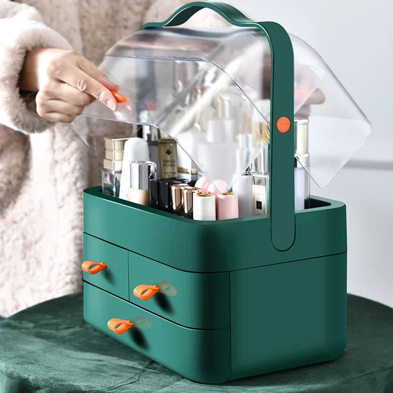 Cosmetics Receiving Box Dust-Proof Desktop Makeup Organizer with Drawer for Skin Care Products Household Storage Box Shelf Peaceful Pleasures Health and Wellness