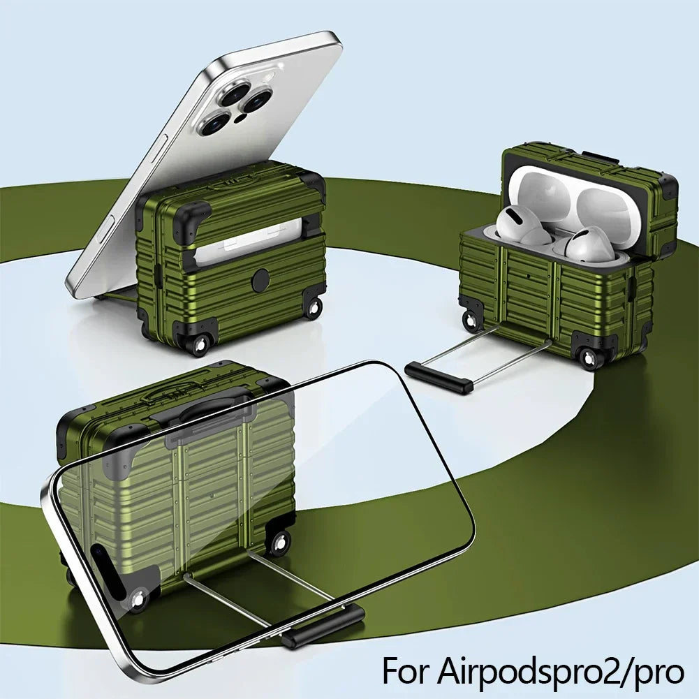 Mini Suitcase AirPods Case – Drop-Proof PC & TPU Cover