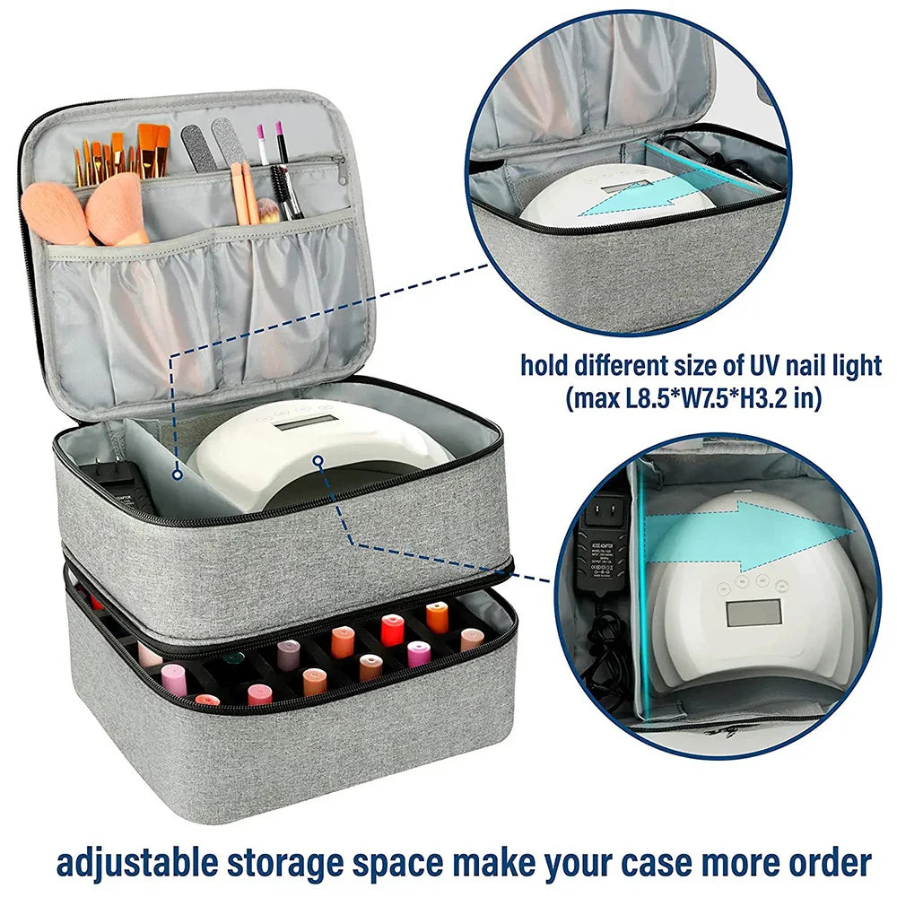 Double Layer Nail Polish Storage Bag – 30 Compartments