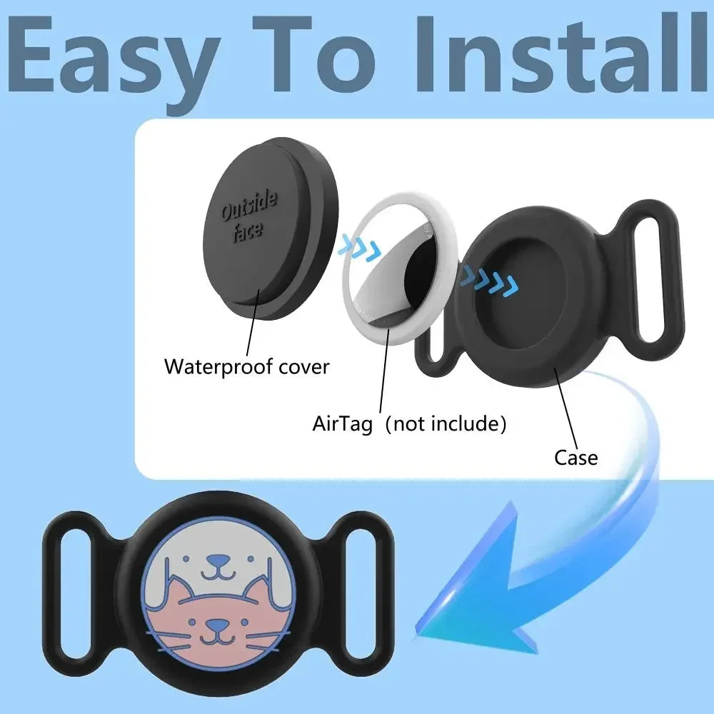 Silicone AirTag Pet Collar Case – Waterproof GPS Tracker Cover