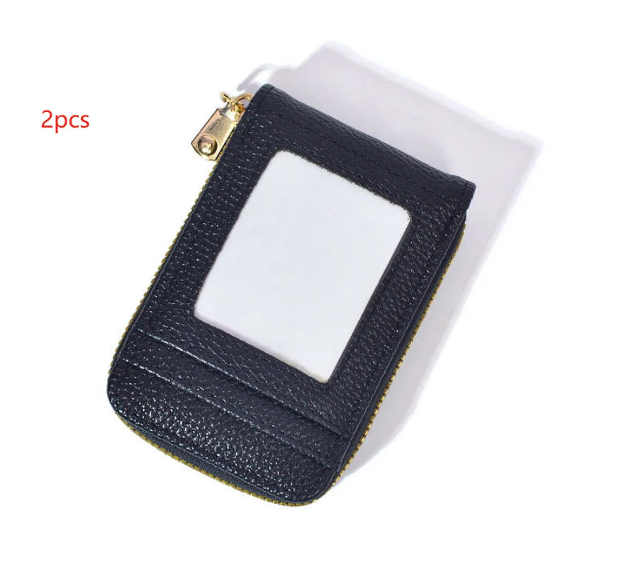 Korean PU Leather Card Organizer Wallet | Zipper Card Bag