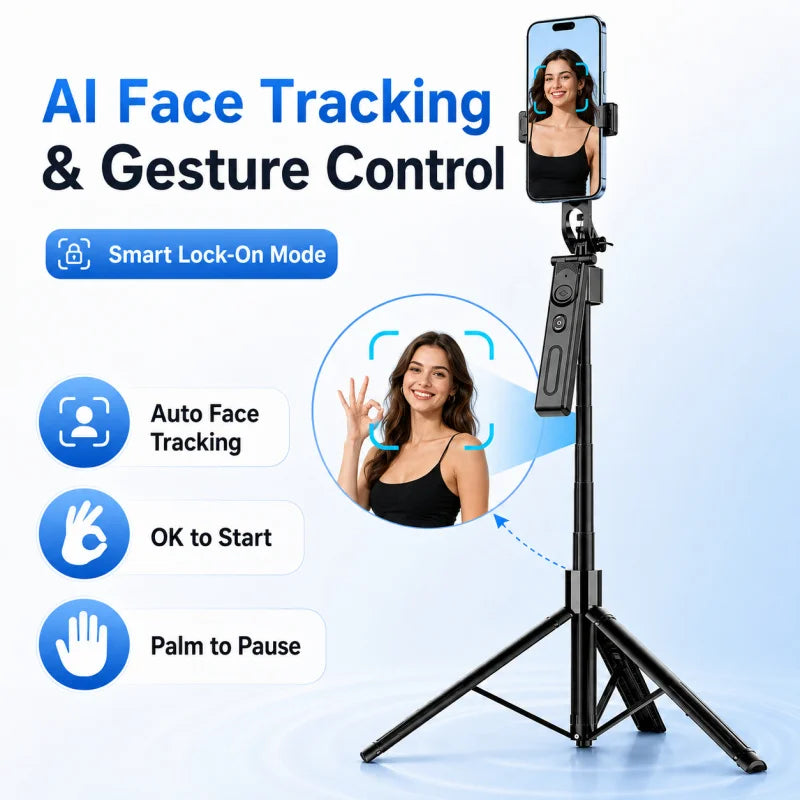 AI Face Tracking Gimbal Selfie Stick | 4-Axis Stabilizer Peaceful Pleasures Health and Wellness