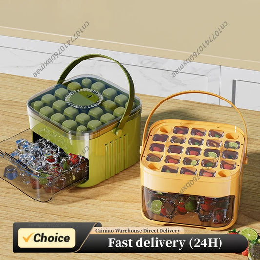 Ice Cube Maker with Press Lid & Tongs 2 In 1 Ice Maker & Storage Bin Set Reusable Iced Making Mould for RV/Office/Fridge Freezer Peaceful Pleasures Health and Wellness