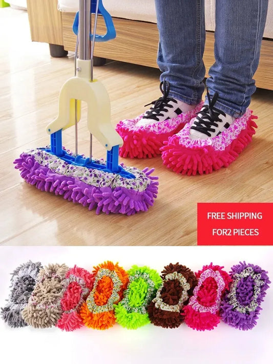 Chenille Mop Slippers Microfiber Floor Cleaning Shoe Covers 2pc Floor Cleaning Slippers Oasis Select