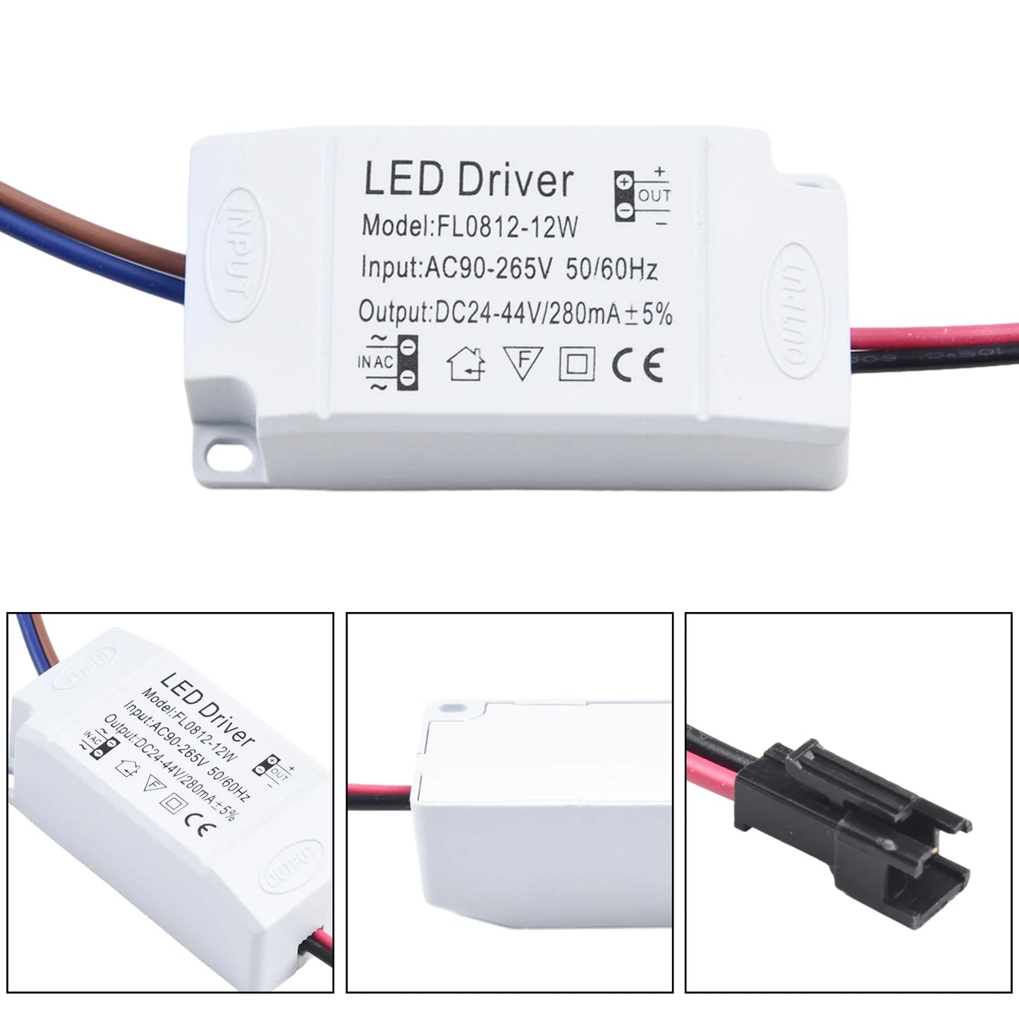 AC90 265V 3 24W LED Driver Power Supply Adapter Transformer Lights 3W