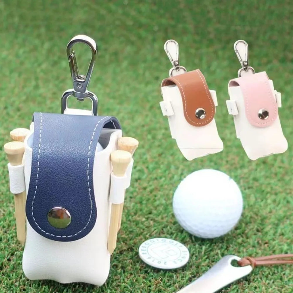 Portable Mini Golf Ball Protection Bag Outdoor Sports Dopamine Color Series with Keychain Can Hanging Small Waist Golf Bags Peaceful Pleasures Health and Wellness