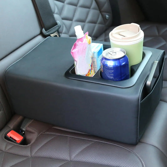 Car Center Console Armrest Cushion | Memory Foam & 2 Cup Holders Car Armrest Organizer Peaceful Pleasures Health and Wellness