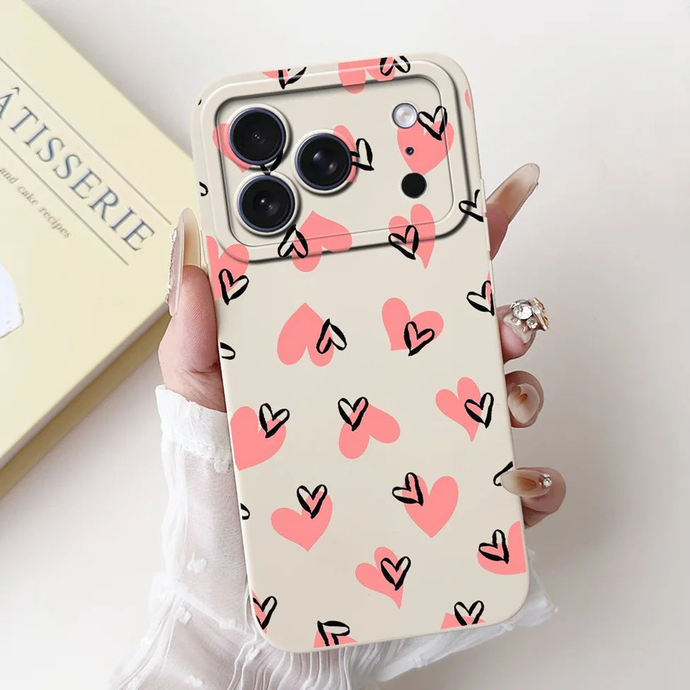 iPhone 17 Pro Silicone Case | Cute Kawaii Floral Painted Cover
