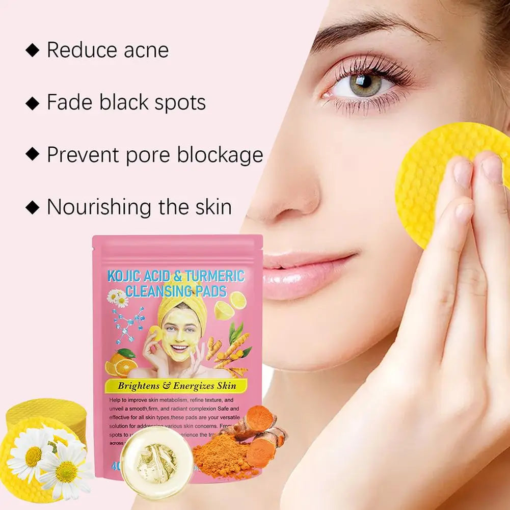 Kojic Acid & Turmeric Cleansing Pads – Brightening Facial Sponge
