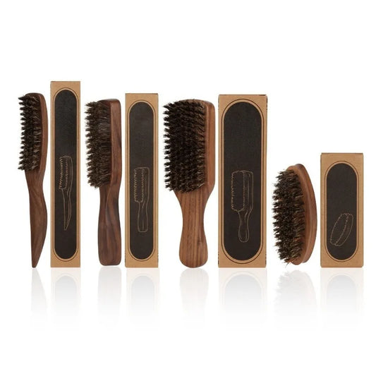 Wood Handle Boar Bristle Beard Brush Shaving Tool Hair Brush Wooden Curved Men Beard Shaving Brush Hair Stylist Mustache Brushes Peaceful Pleasures Health and Wellness