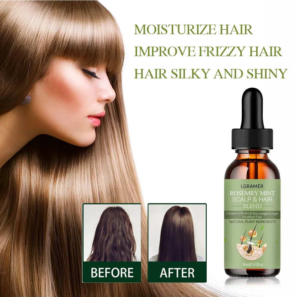 Hair Growth Oil Organic Peppermint Rosemary Scalp Strengthening Oil Nourishing Care Anti-split Ends and Hair Loss Hair Oil Set Peaceful Pleasures Health and Wellness
