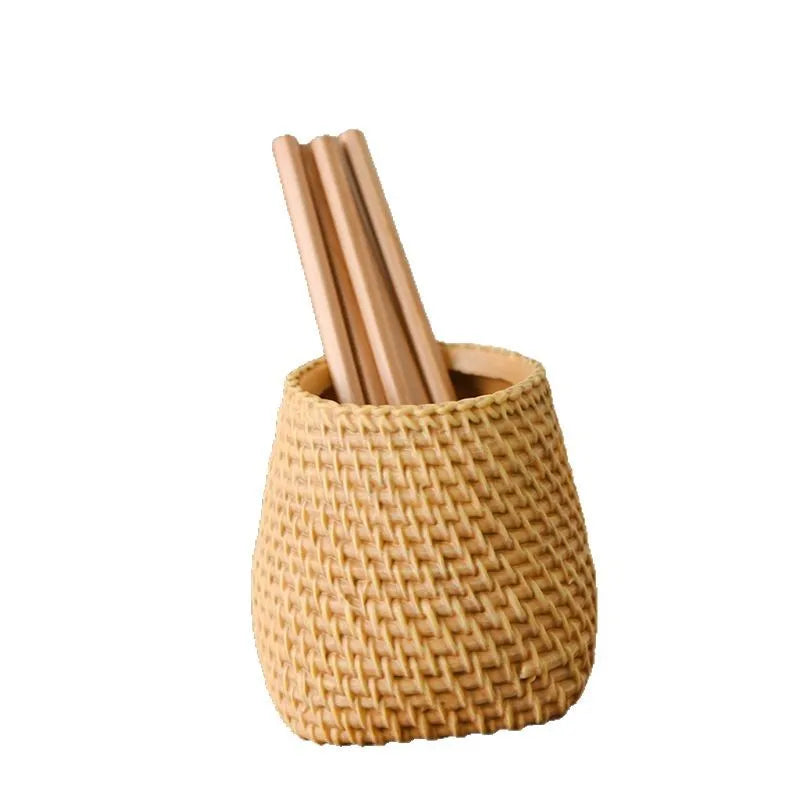 Hot Rattan Pen Holder Pen Holder for Desk Waterproof and Sturdy Pen Holder School Office Supplies Stationery Desk Organizer Peaceful Pleasures Health and Wellness