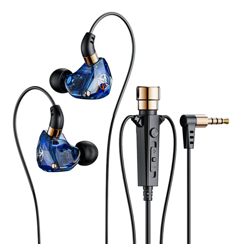 Dynamic Wired Earphone 3.5mm with Mic in Ear Earphones Noise Cancelling HiFi Stereo Wired Headset Phone/tablet/laptop Peaceful Pleasures Health and Wellness Blue