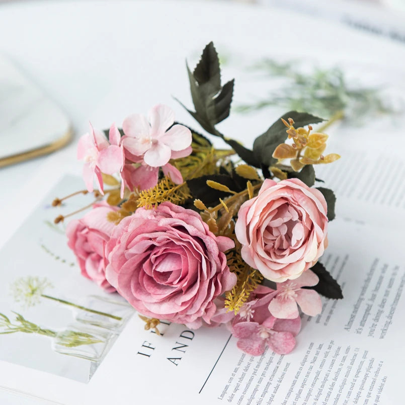 Silk Artificial Rose Peony Bouquet – Wedding & Home Décor