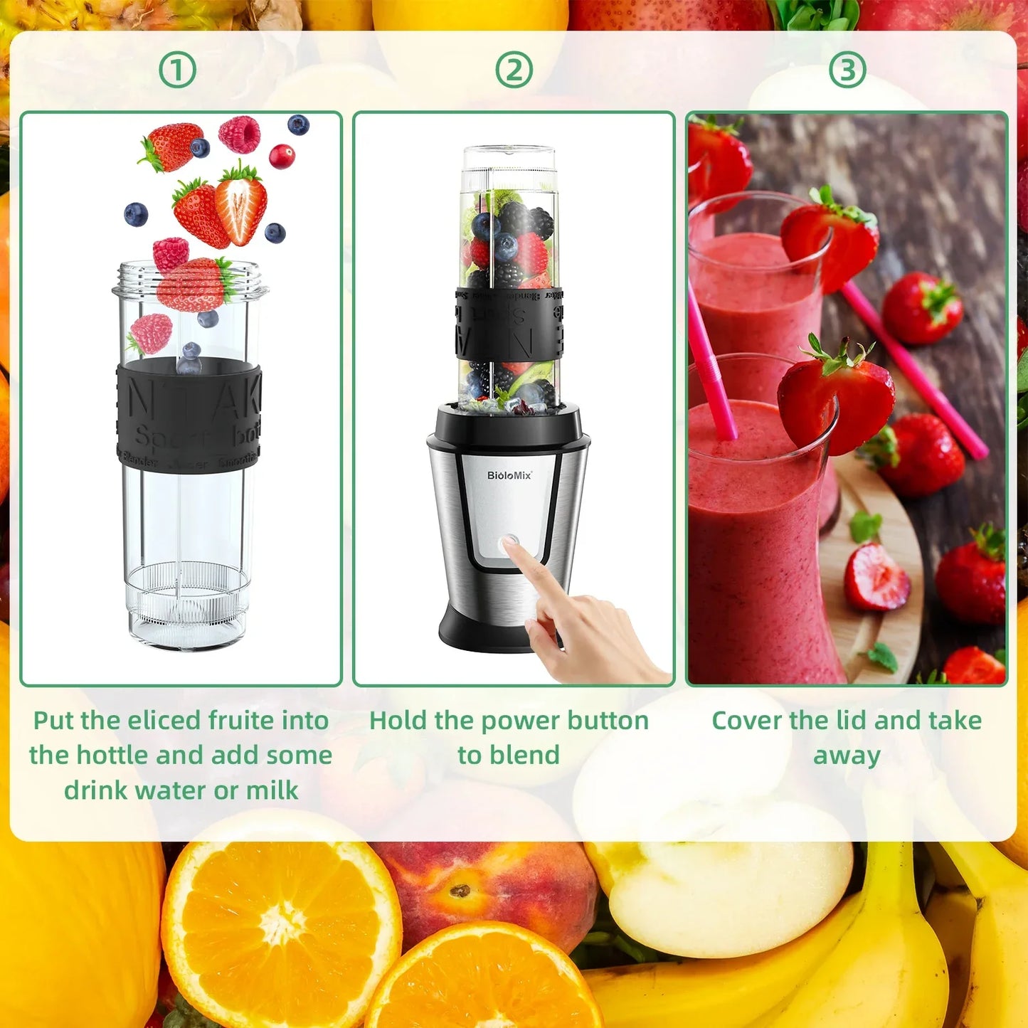 BioloMix 700W 3-in-1 Portable Food Processor, Blender & Dry Grinder Kitchen Appliance Peaceful Pleasures Health and Wellness