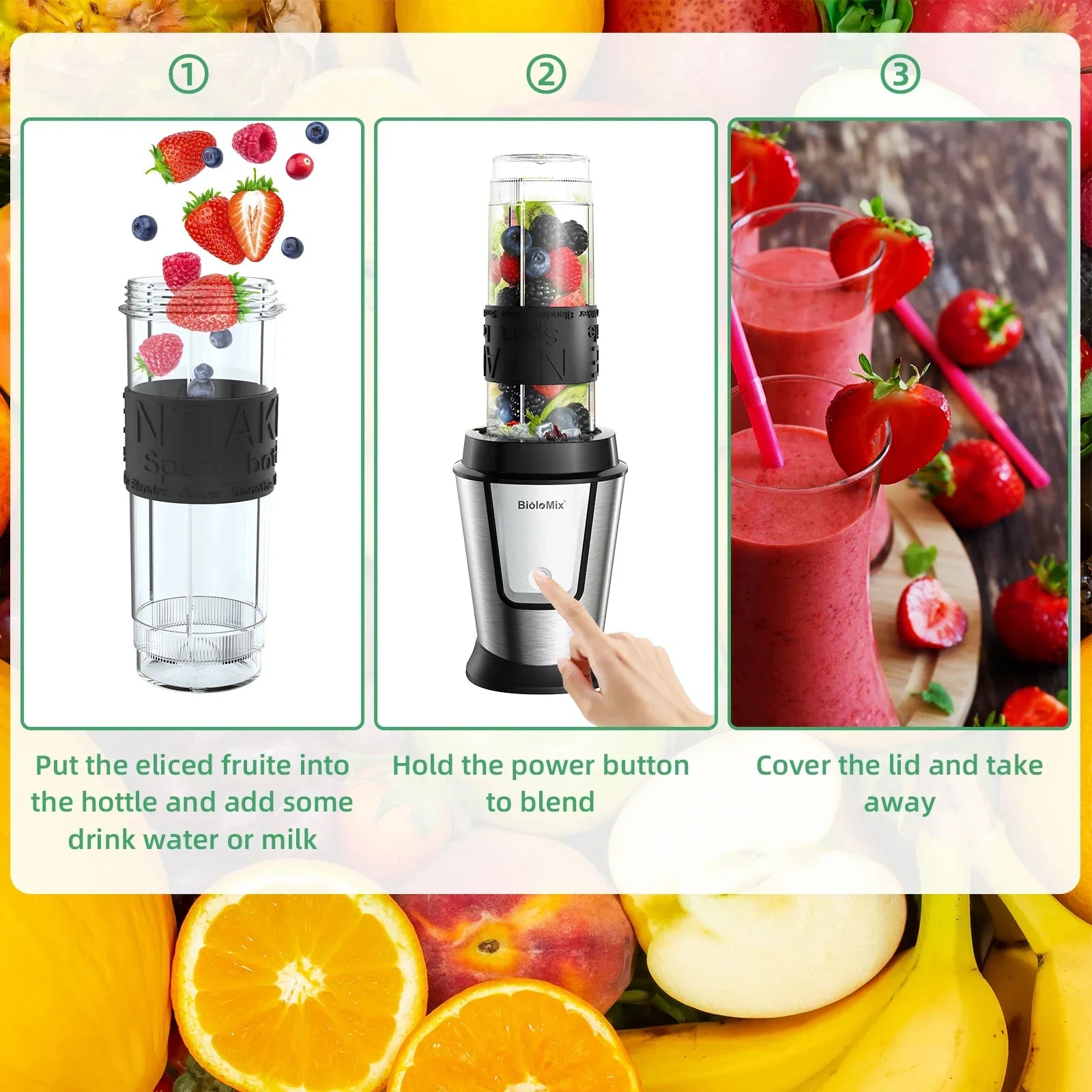 BioloMix 700W 3-in-1 Portable Food Processor, Blender & Dry Grinder Kitchen Appliance Peaceful Pleasures Health and Wellness